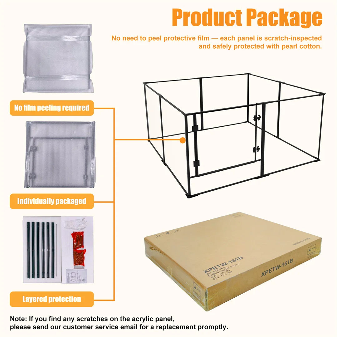 8 Panels Acrylic Dog Playpen Indoor Pet Exercise Fence Whelping Pen Box for Puppies Rabbits Small Animals Clear Pet Play Area
