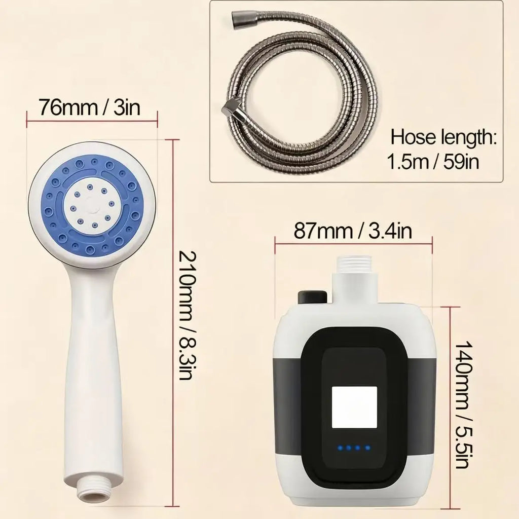 USB Rechargeable Portable Electric Shower Pump for Camping Outdoor Pet Wash Garden Cleaning Dormitory - Essential Shower Utility Tool