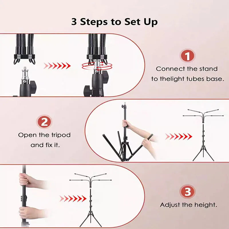 Led Red Light Lamp, Floor-Standing Tripod 660Nm/850Nm, USB with Timer and Dimming Function, Home Exercise Yoga Lamp, Pet Care.