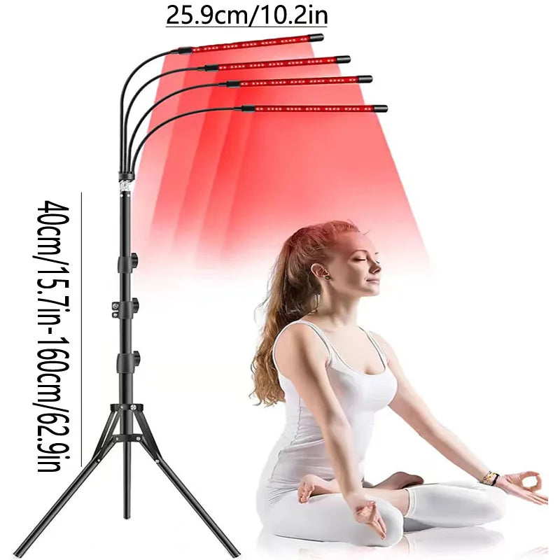Led Red Light Lamp, Floor-Standing Tripod 660Nm/850Nm, USB with Timer and Dimming Function, Home Exercise Yoga Lamp, Pet Care.