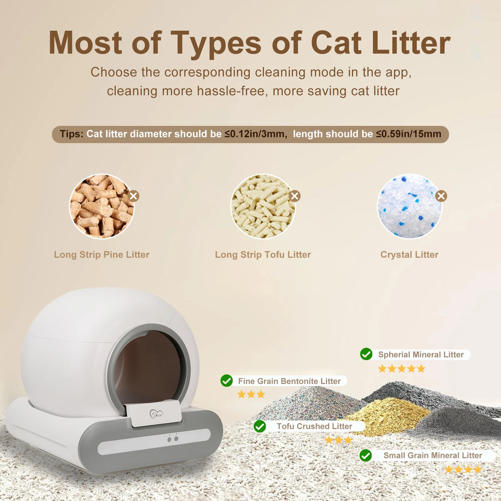 DOEL 2026 New Smart Self-Cleaning Cat Litter Box, 65L Large Space Automatic Cat Toilet, App Control, Only Support 2.4G WiFi, Compatible with Tofu and Mixed Cat Litter, Filter A Included Only, Suitable for Pet Lovers