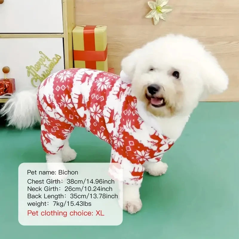 TrustiTails FestiveSnug Reindeer Hooded Pet Pajamas