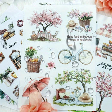 6 Pack 120 Sheets A5 Winter Wonderland Sticker Book, PET Pre Cut Vintage Decals for Journaling, Scrapbooking DIY Craft Supplies