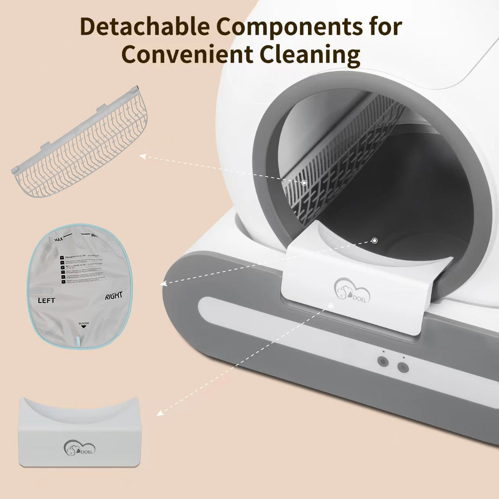 DOEL 2026 New Smart Self-Cleaning Cat Litter Box, 65L Large Space Automatic Cat Toilet, App Control, Only Support 2.4G WiFi, Compatible with Tofu and Mixed Cat Litter, Filter A Included Only, Suitable for Pet Lovers