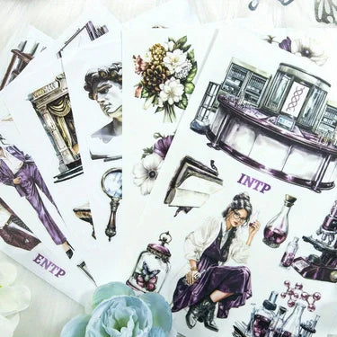6 Pack 120 Sheets A5 Winter Wonderland Sticker Book, PET Pre Cut Vintage Decals for Journaling, Scrapbooking DIY Craft Supplies