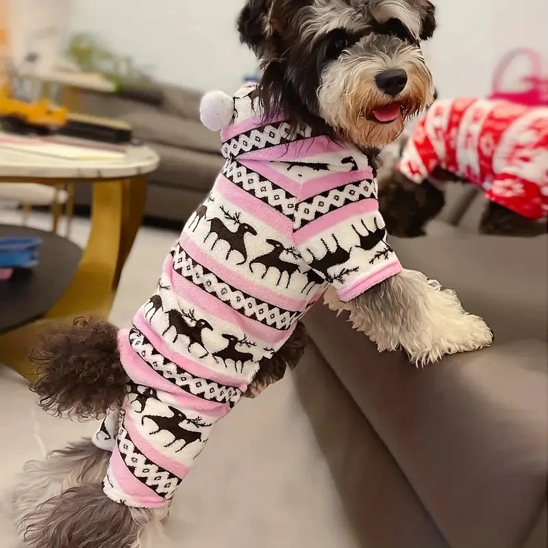 TrustiTails FestiveSnug Reindeer Hooded Pet Pajamas
