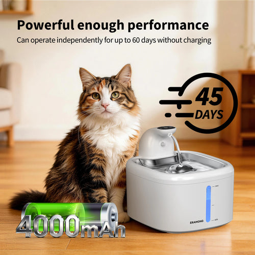 Automatic Cat Water Dispenser 118Oz/3.5L with Motion Sensor And Multiple Modes, Stainless Steel Tray Wireless Cat Fountain USB Rechargeable for Indoor Use, Pet Water Fountain with 2 Filter Cartridges