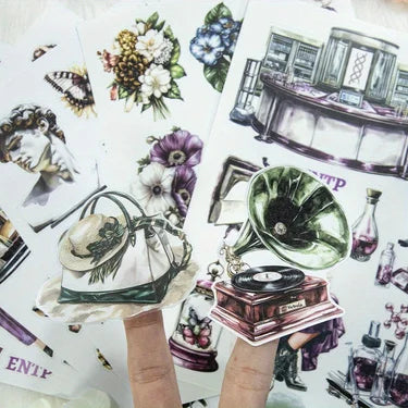 6 Pack 120 Sheets A5 Winter Wonderland Sticker Book, PET Pre Cut Vintage Decals for Journaling, Scrapbooking DIY Craft Supplies