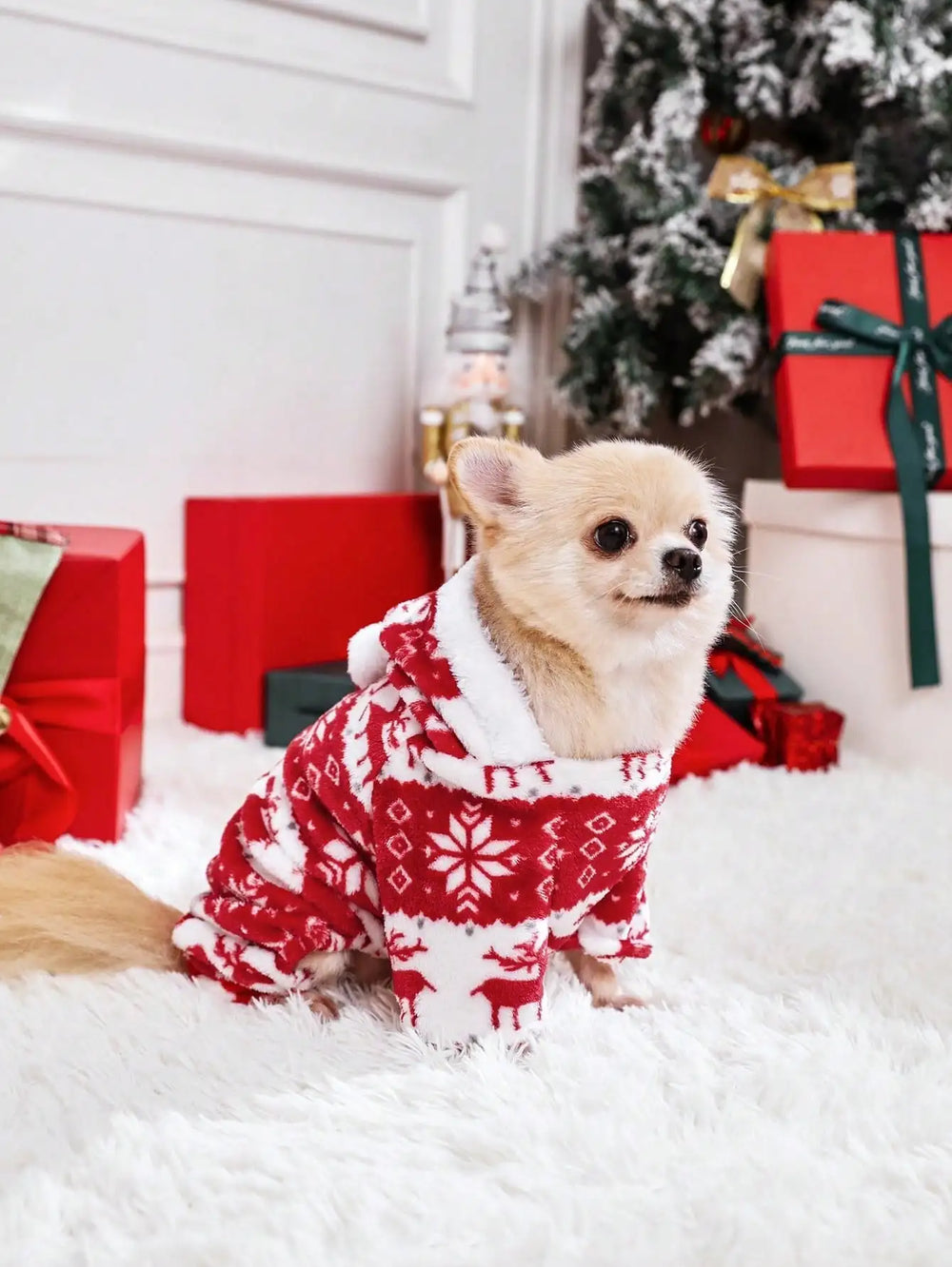 TrustiTails FestiveSnug Reindeer Hooded Pet Pajamas