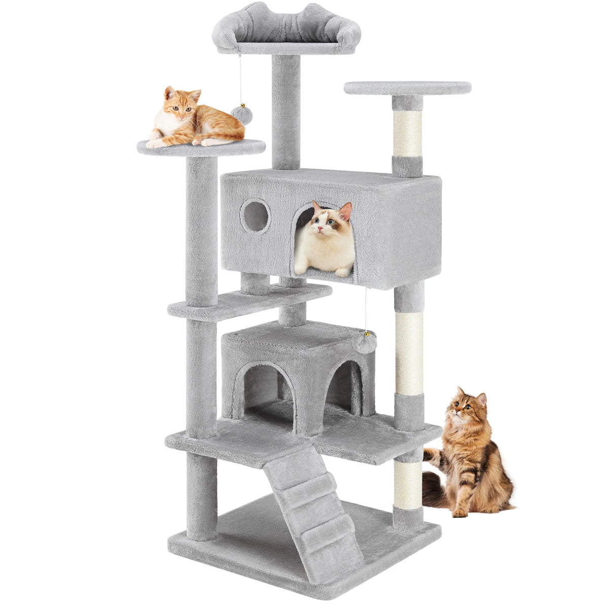 JHK 54in Tall Multi-Level Cat Tree Tower for Indoor Pet Furniture Stable Kitty Play House with Sisal Scratching Post for Home