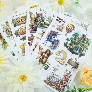 6 Pack 120 Sheets A5 Winter Wonderland Sticker Book, PET Pre Cut Vintage Decals for Journaling, Scrapbooking DIY Craft Supplies