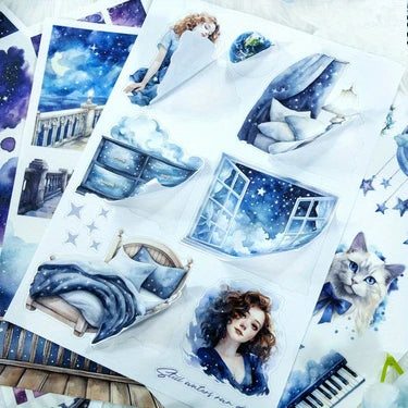 6 Pack 120 Sheets A5 Winter Wonderland Sticker Book, PET Pre Cut Vintage Decals for Journaling, Scrapbooking DIY Craft Supplies