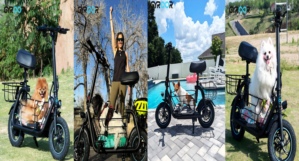 Gyroor Electric Scooter with Basket for Pet, 3 Riding Modes Foldable Electric Scooter for Adults - up to 20 Miles 18.6MPH