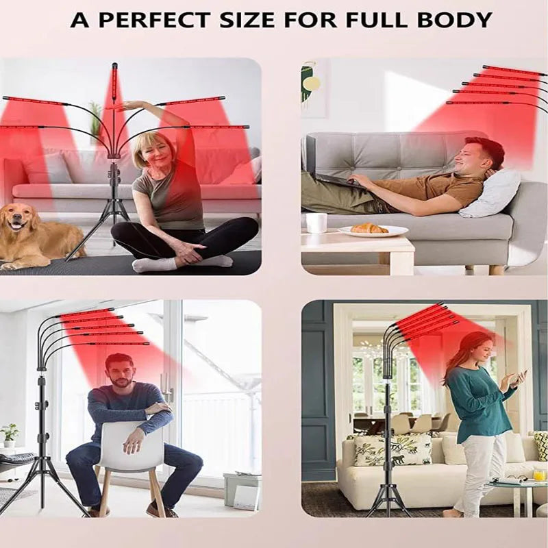 Led Red Light Lamp, Floor-Standing Tripod 660Nm/850Nm, USB with Timer and Dimming Function, Home Exercise Yoga Lamp, Pet Care.