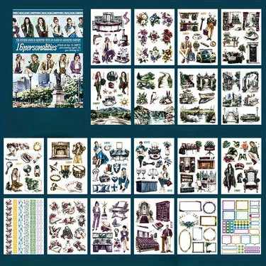 6 Pack 120 Sheets A5 Winter Wonderland Sticker Book, PET Pre Cut Vintage Decals for Journaling, Scrapbooking DIY Craft Supplies