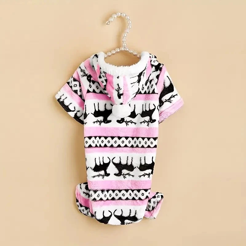 TrustiTails FestiveSnug Reindeer Hooded Pet Pajamas