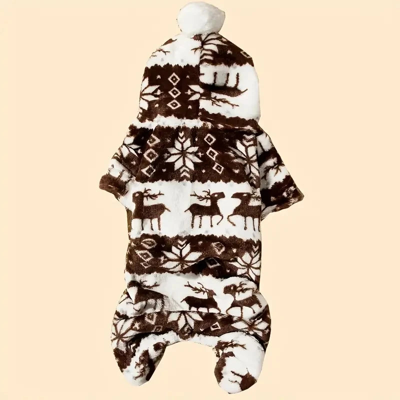 TrustiTails FestiveSnug Reindeer Hooded Pet Pajamas