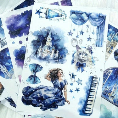 6 Pack 120 Sheets A5 Winter Wonderland Sticker Book, PET Pre Cut Vintage Decals for Journaling, Scrapbooking DIY Craft Supplies